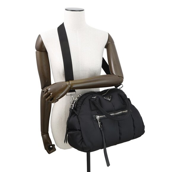 PRADA Tessuto Bomber 2-Way Handbag Nylon Black BL0881 - Picture 4 of 16